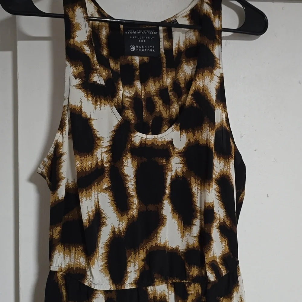 100%Silk Barneys New York Twelfth Street by Cynthia Vincent Cheetah Print Dress - Picture 2 of 8